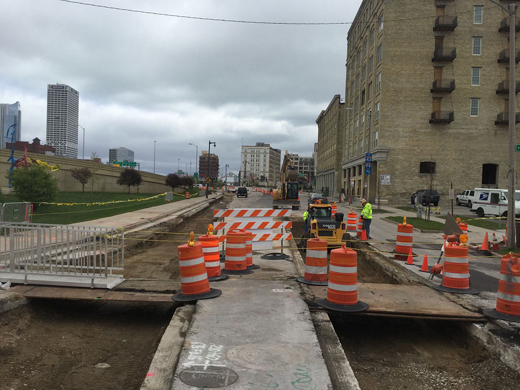 Construction near downtown Milwaukee